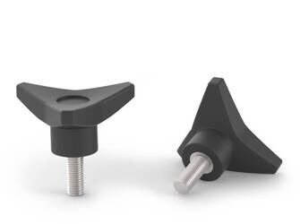 Dreisterniger Drehknopf mit Gewindestift D-105mm M10 x 30mm; eingeklebtes Gewinde