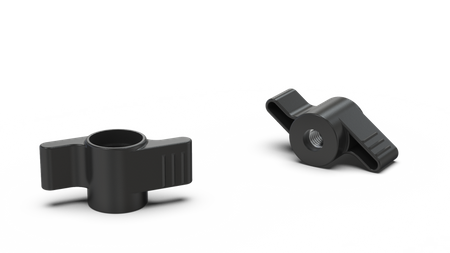 Flügelmutter mit eingebauter Mutter D-38mm M5, durchgängig