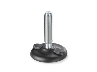 Schwenkfuß mit Befestigungsbohrungen und Schlüsselansatz, R24 D-105mm M30