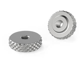 Gerändelter Stahlknopf mit durchgehendem Gewindeloch D-11mm M3