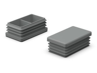 Endkappe für rechteckige Profile A-60mm B-30mm, 1,0mm-2,5mm, RAL7042 (hellgrau)