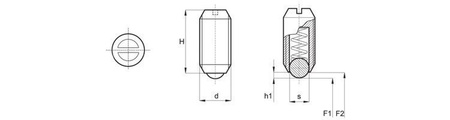 Threaded ball plunger with slot, low spring force H-17.5mm M8, INOX body