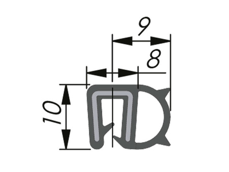 EPDM-Kantenschutzdichtung, Seitendichtung, 1,0-2,5 mm, 100 m