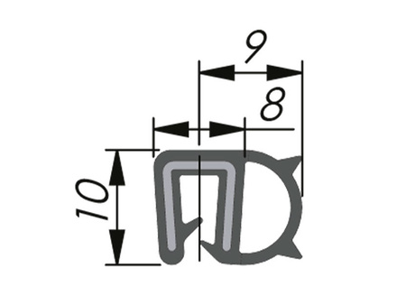 Uszczelka krawędziowa EPDM, uszczelnienie boczne, 1,0-2,5mm, 100mb