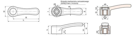 Fixed lever EUROMODEL with threaded sleeve R-86mm M8