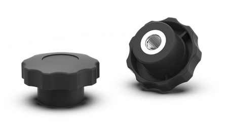 Hvězdicový knoflík s matkou zapuštěnou v plastu D-50mm M10