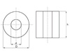 Distanční váleček D-10mm d-5,3mm h-5mm z PE, přírodní barva