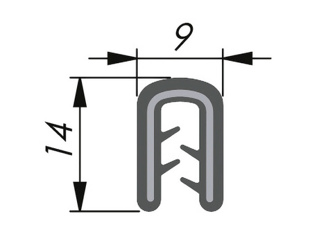 PVC-Kantenschutz, 9x14mm, 1,0-2,5mm, 200m