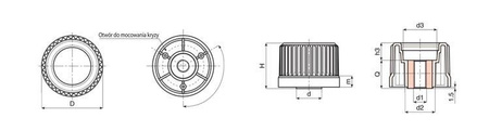 Otočný knoflík s drážkovaným pouzdrem D-78mm M16