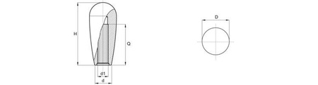 Handle with self-aligning hole D-35mm H-84mm d1-12mm