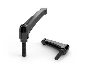 Verstellbarer Hebel aus Zinklegierung mit Gewindestift R-80mm M12 x 25mm, RAL9005 glänzend (tiefschwarz)