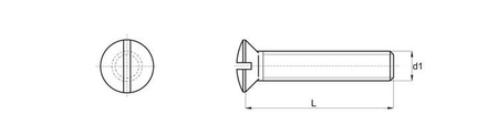 Šroub s kuželovou hlavou a drážkou M8 x 60mm, DIN EN ISO 2010 (DIN 964)