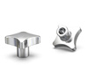 Aluminum cross knob similar to DIN 6335 with a blind smooth bushing D-50mm, H-32mm
