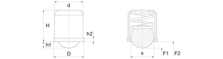 Smooth latch H-16mm, d1-12mm, INOX