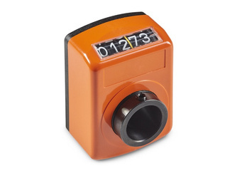 5-stellige Positionsanzeige (0000.0), vertikal, oben, d1-20mm, Schrittweite-100, Drehung nach links, Farbe orange