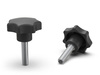 Star knob with threaded stem, plastic end, D-50mm, H-32mm, M10 x 20mm, similar to DIN6336