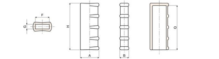 Rectangular ribbed handle H-79mm F-20mm G-5mm