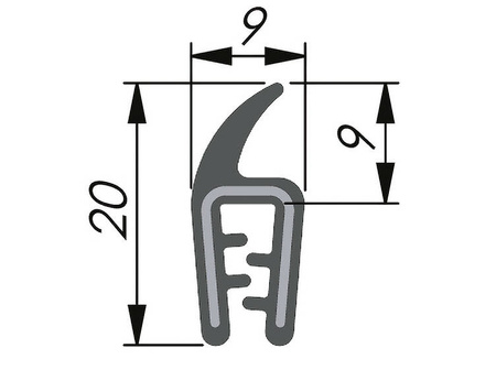 Uszczelka krawędziowa EPDM, płetwa górna, 1,0-2,0mm, 2x50mb