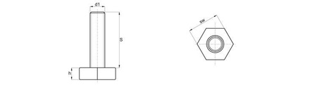 Hexagonal fixed foot SW-25mm M8 x 40mm