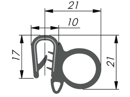 Těsnění okrajové PVC/EPDM, boční těsnění, 1,0-2,5mm, 50mb