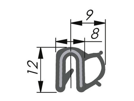 EPDM-Kantenschutzdichtung, Seitendichtung, 0,8-2,5 mm, 2x50 m