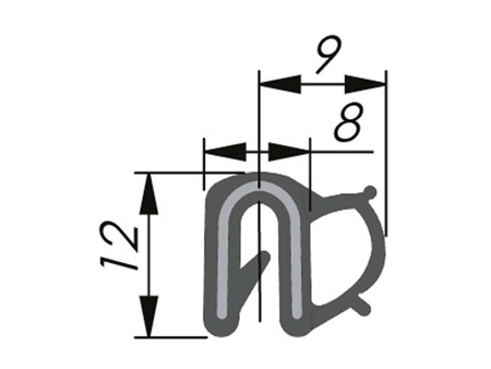 Uszczelka krawędziowa EPDM, uszczelnienie boczne, 0,8-2,5mm, 2x50mb