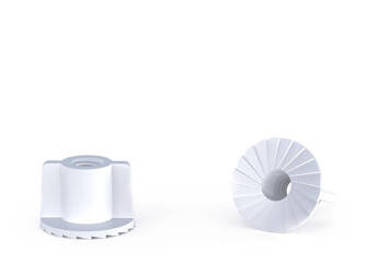 Flügelmutter mit durchgehendem Gewinde, mit gerändeltem Bund D-24mm M6