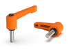 Verstellbarer Hebel mit Gewindestift und Knopf R-80mm M12 x 30mm, schlankes Design, RAL2004 (orange)