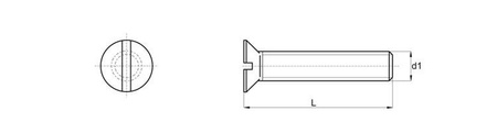 Śruba z łbem stożkowym płaskim z rowkiem M4 x 13mm, z niepełnym gwintem, DIN EN ISO 2009 (DIN963)