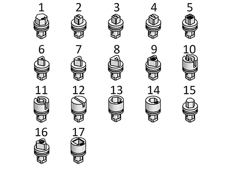 Quarter-turn shape lock, square 8, 0/0