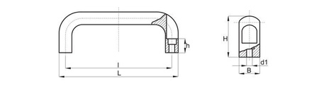 Hliníkový držák palice s průchozími otvory L-178mm I-164mm d1-6,4mm