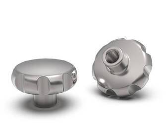 Stainless steel star knob with a blind threaded bushing D-50; H-34; M8