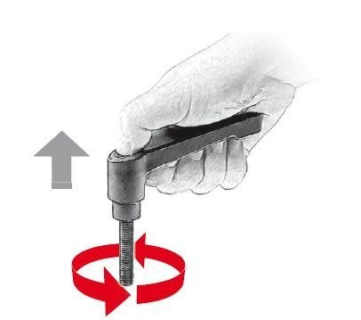 Nastavitelná páka s závitovým čepem R-42mm M5 x 30mm, posílená verze, slim design, RAL9005 (hluboká černá)