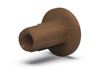 Threaded nut M6 x 15mm, brown color.