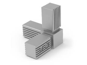 3D Connector for 3 Square Profiles A-30mm B-30mm, 2.0mm, RAL7074
