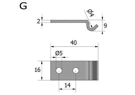 Hook with holes, Type G, stainless steel