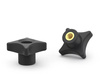 Cross knob with through-threaded bushing D-32mm M8