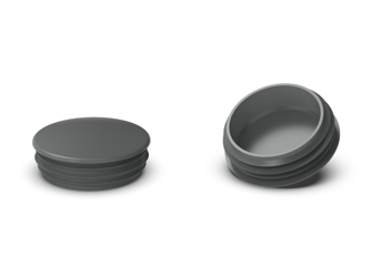 End cap for round profiles D-25mm, 1.0mm-2.5mm, grey color (RAL7042)