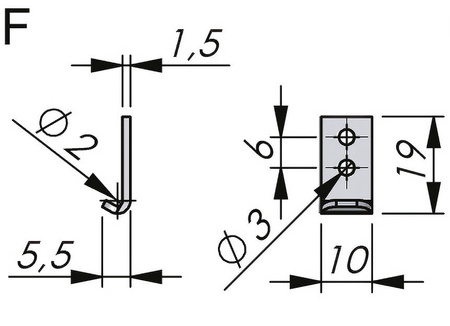 Hook with holes, Type F, galvanized steel