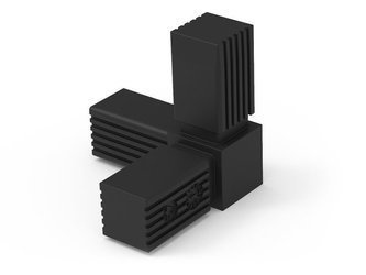 3D-Verbinder für 3 quadratische Profile A-13,5mm B-13,5mm, 1,25mm, schwarz