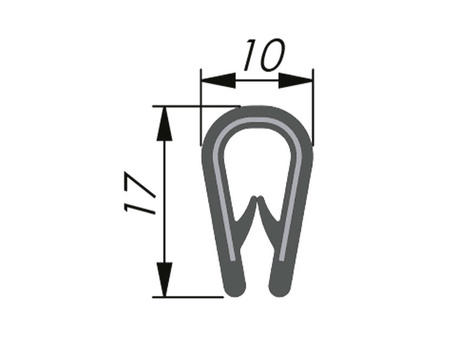 Osłona krawędzi PVC, 10x17mm, 1,0-4,0mm, 100mb