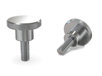 Knurled knob made of stainless steel with offset, threaded pin, according to DIN 464 D-20mm M5