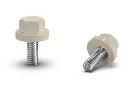 Sechskantschraube D-14mm SW-10 M6 x 30mm mit Flansch aus PA, RAL7032 (graubeige)