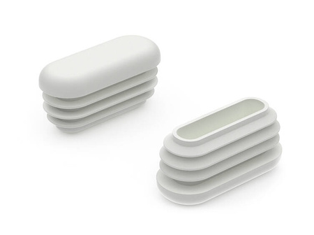 Endkappe für ovale Profile A-35mm B-15mm, 1,0mm-2,5mm, Farbe Weiß.