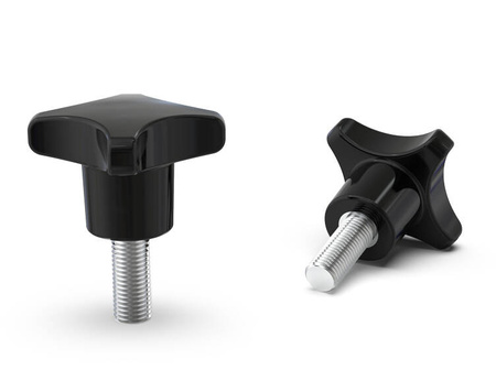Pokrętło krzyżowe z duroplastu z trzpieniem gwintowanym D-25mm M5 x 10mm, DIN 6335