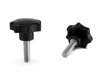 Pokrętło gwiazdowe z duroplastu, wg DIN 6336, z trzpieniem gwintowanym D-25mm M6