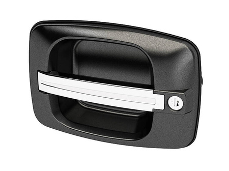 Zamek kasetowy z klamką prostą czarną, adapter trzypunktowy do rygla