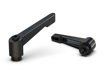 Adjustable lever with threaded bushing and button R-78mm M8, slim design, reinforced version, RAL9005 (deep black)