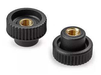 Gerändelter Drehknopf mit durchgehendem Gewindeeinsatz D-40mm M12
