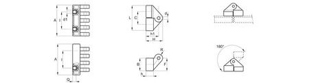 Zawias z tulejami gwintowanymi A-54mm I-30mm M6